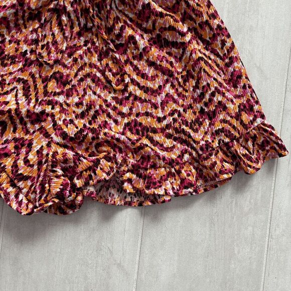 Bar III Shorts Textured Ruffle Drawstring Pull-On Tiger Tracks Orange Pink Large - Picture 5 of 6